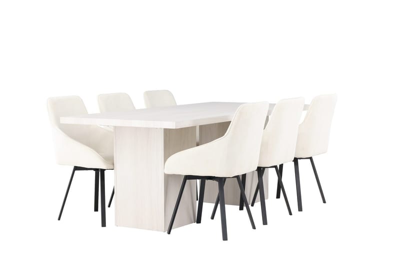 Rektangulär matgrupp Venture Home Beige Vit 6st - Møbler - Bord - Spisegrupper