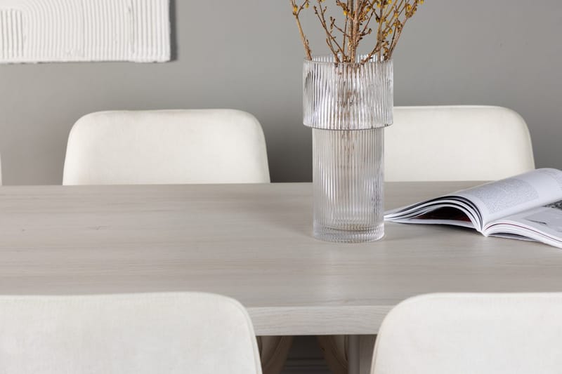 Rektangulär matgrupp Venture Home Beige Vit 6st - Møbler - Bord - Spisegrupper