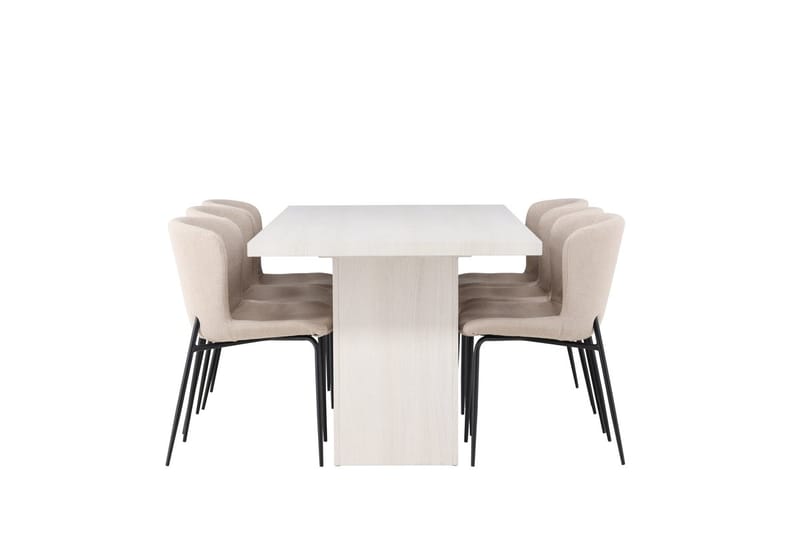 Rektangulär matgrupp Venture Home Beige Vit 6st - Møbler - Bord - Spisegrupper