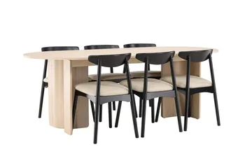 Rektangulär matgrupp Venture Home Beige - Møbler - Bord - Spisegrupper