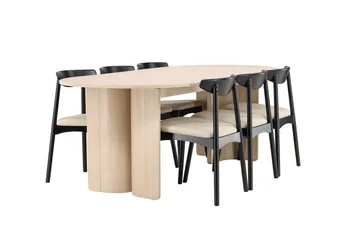 Rektangulär matgrupp Venture Home Beige - Møbler - Bord - Spisegrupper
