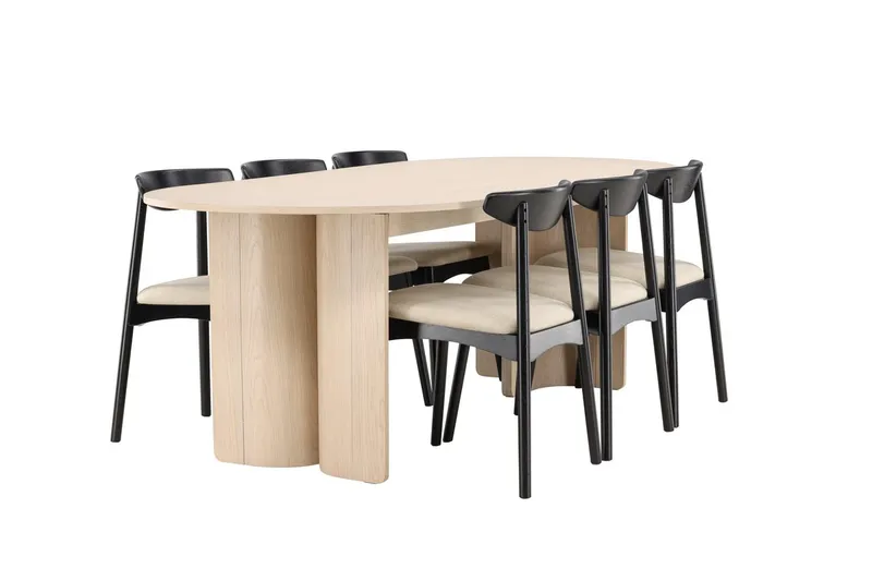 Rektangulär matgrupp Venture Home Beige - Møbler - Bord - Spisegrupper