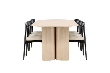 Rektangulär matgrupp Venture Home Beige - Møbler - Bord - Spisegrupper