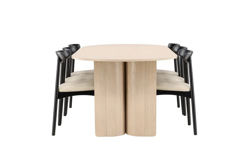 Rektangulär matgrupp Venture Home Beige - Møbler - Bord - Spisegrupper