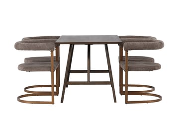 Rektangulär matgrupp Venture Home Brun Mörkbrun 4st - Møbler - Bord - Spisegrupper