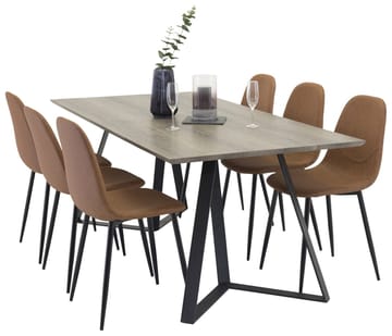 Rektangulär matgrupp Venture Home Brun Natur 6st - Møbler - Bord - Spisegrupper