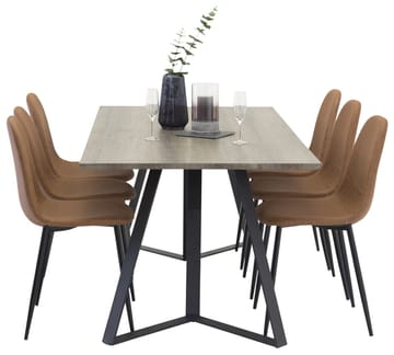 Rektangulär matgrupp Venture Home Brun Natur 6st - Møbler - Bord - Spisegrupper