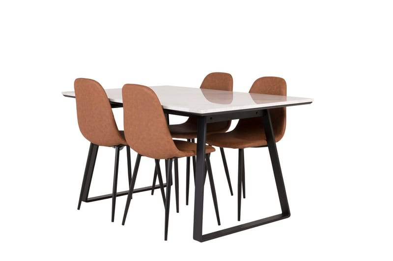 Rektangulär matgrupp Venture Home Brun Svart 4st - Møbler - Bord - Spisegrupper