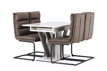 Rektangulär matgrupp Venture Home Brun Vit 4st - Møbler - Bord - Spisegrupper