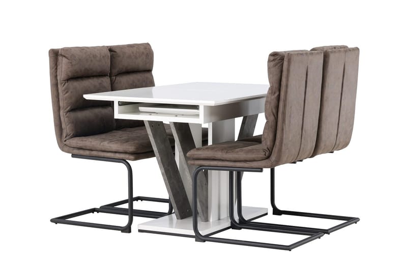 Rektangulär matgrupp Venture Home Brun Vit 4st - Møbler - Bord - Spisegrupper
