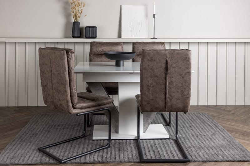 Rektangulär matgrupp Venture Home Brun Vit 4st