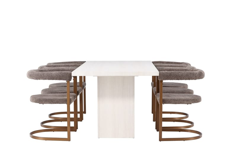 Rektangulär matgrupp Venture Home Brun Vit 6st - Møbler - Bord - Spisegrupper