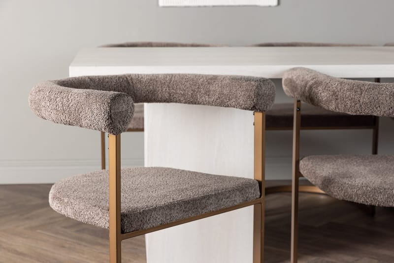 Rektangulär matgrupp Venture Home Brun Vit 6st - Møbler - Bord - Spisegrupper