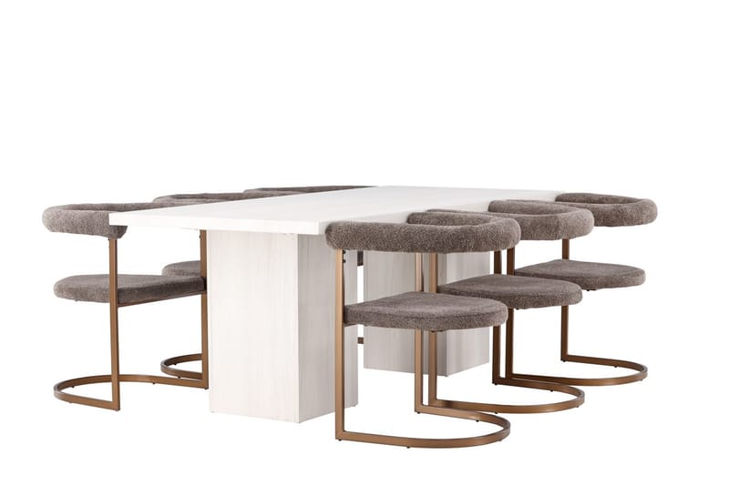 Rektangulär matgrupp Venture Home Brun Vit 6st - Møbler - Bord - Spisegrupper