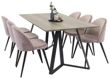 Rektangulär matgrupp Venture Home Gammelrosa Natur 6st - Møbler - Bord - Spisegrupper