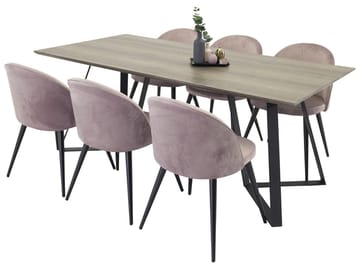 Rektangulär matgrupp Venture Home Gammelrosa Natur 6st - Møbler - Bord - Spisegrupper