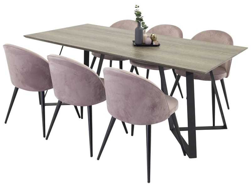 Rektangulär matgrupp Venture Home Gammelrosa Natur 6st - Møbler - Bord - Spisegrupper