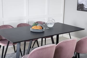 Rektangulär matgrupp Venture Home Gammelrosa Svart 6st - Møbler - Bord - Spisegrupper
