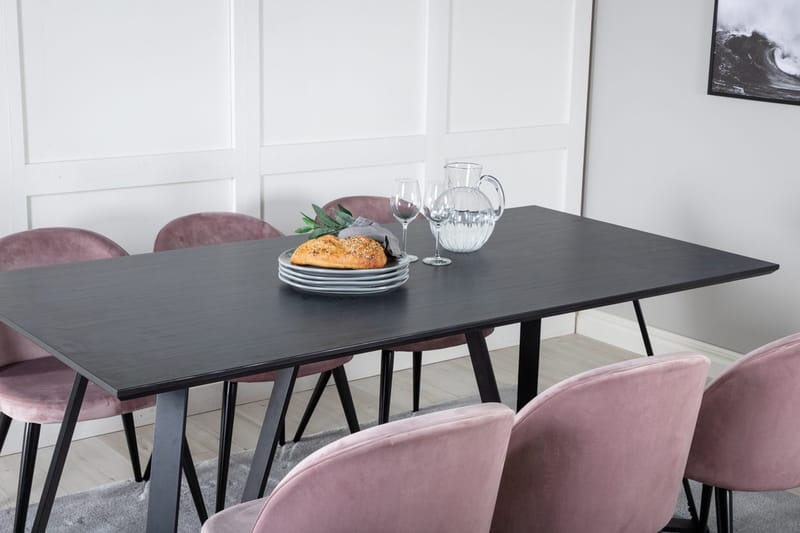 Rektangulär matgrupp Venture Home Gammelrosa Svart 6st - Møbler - Bord - Spisegrupper