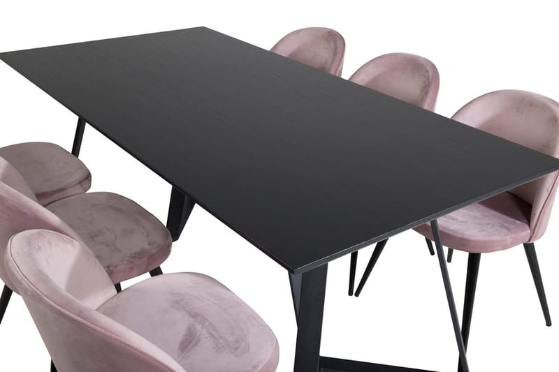Rektangulär matgrupp Venture Home Gammelrosa Svart 6st - Møbler - Bord - Spisegrupper