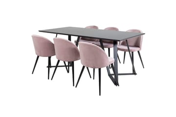 Rektangulär matgrupp Venture Home Gammelrosa Svart 6st - Møbler - Bord - Spisegrupper