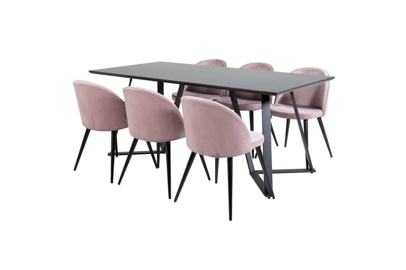 Rektangulär matgrupp Venture Home Gammelrosa Svart 6st - Møbler - Bord - Spisegrupper