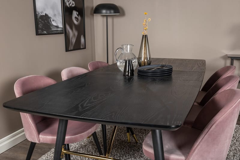 Rektangulär matgrupp Venture Home Gammelrosa Svart Mässing - Møbler - Bord - Spisegrupper