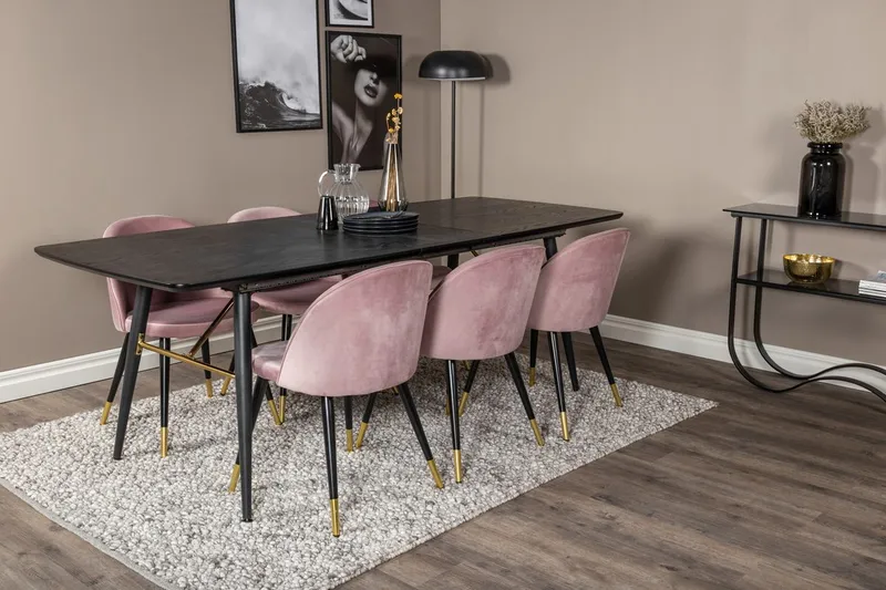 Rektangulär matgrupp Venture Home Gammelrosa Svart Mässing