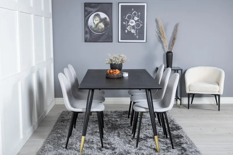 Rektangulär matgrupp Venture Home Grå Guld 6st