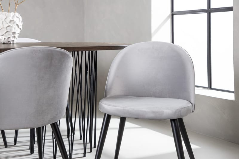 Rektangulär matgrupp Venture Home Grå Mocka 6st - Møbler - Bord - Spisegrupper