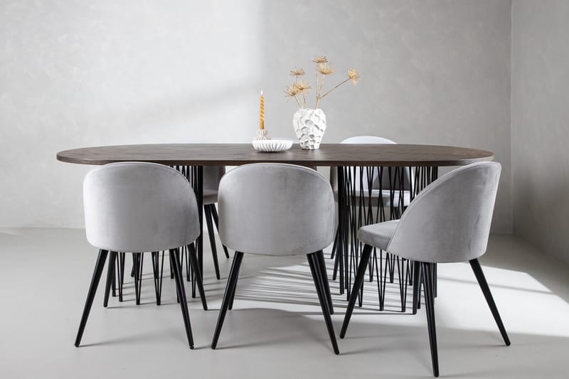 Rektangulär matgrupp Venture Home Grå Mocka 6st - Møbler - Bord - Spisegrupper