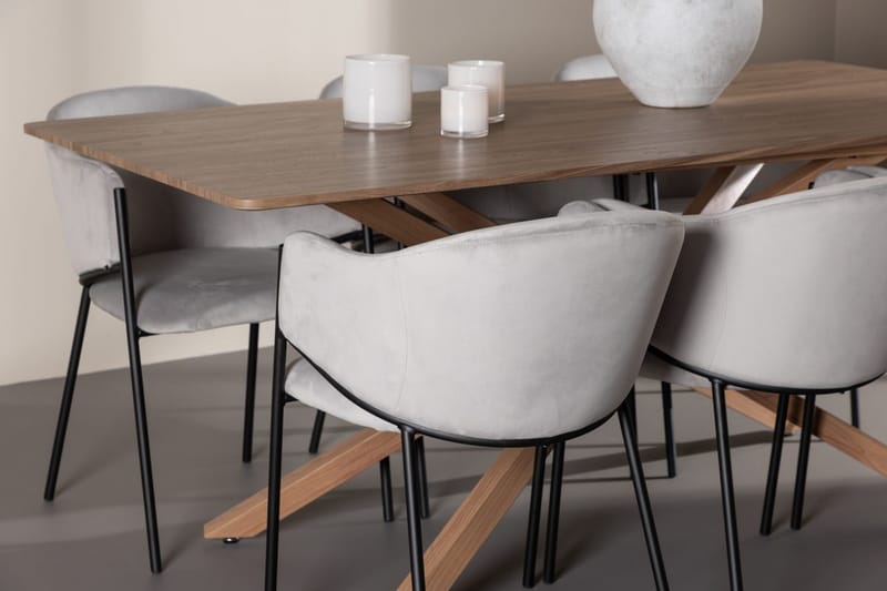 Rektangulär matgrupp Venture Home Grå Mocka 6st - Møbler - Bord - Spisegrupper
