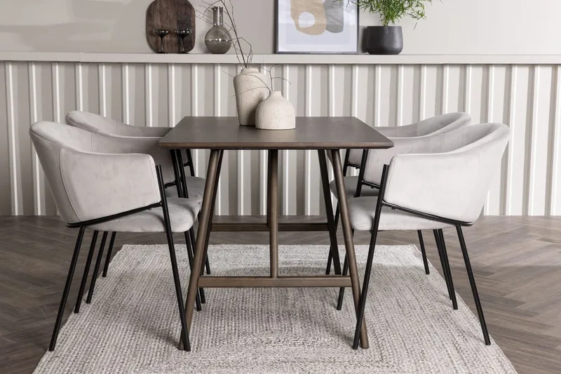 Rektangulär matgrupp Venture Home Grå Mörkbrun 4st