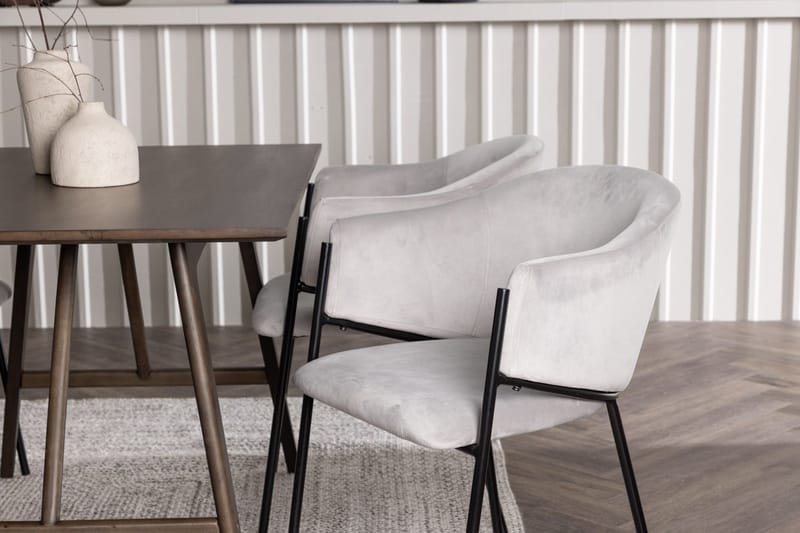 Rektangulär matgrupp Venture Home Grå Mörkbrun 4st - Møbler - Bord - Spisegrupper