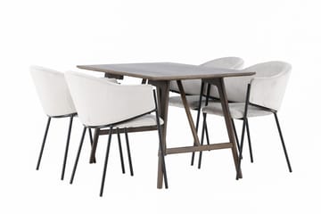 Rektangulär matgrupp Venture Home Grå Mörkbrun 4st - Møbler - Bord - Spisegrupper