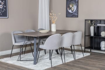 Rektangulär matgrupp Venture Home Grå Natur 6st - Møbler - Bord - Spisegrupper