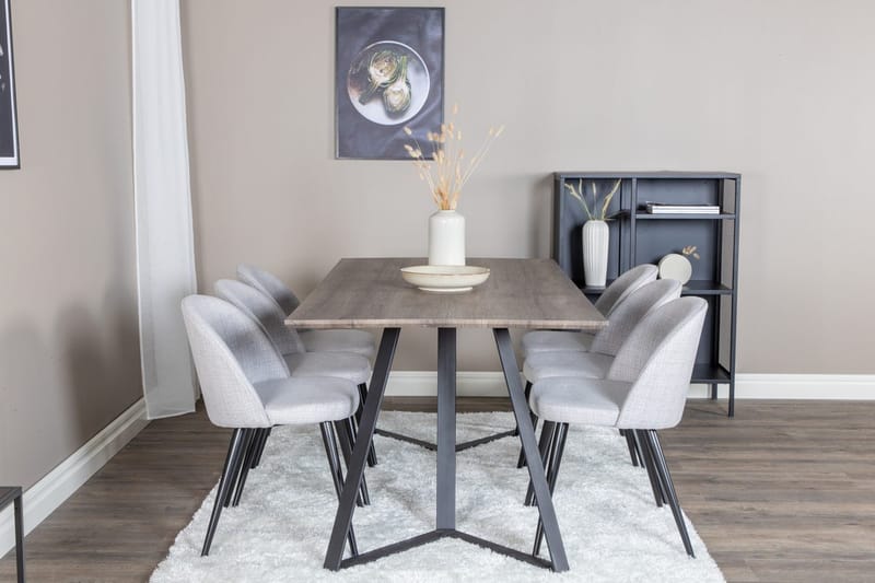 Rektangulär matgrupp Venture Home Grå Natur 6st - Møbler - Bord - Spisegrupper