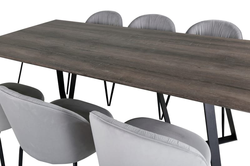 Rektangulär matgrupp Venture Home Grå Natur 6st - Møbler - Bord - Spisegrupper