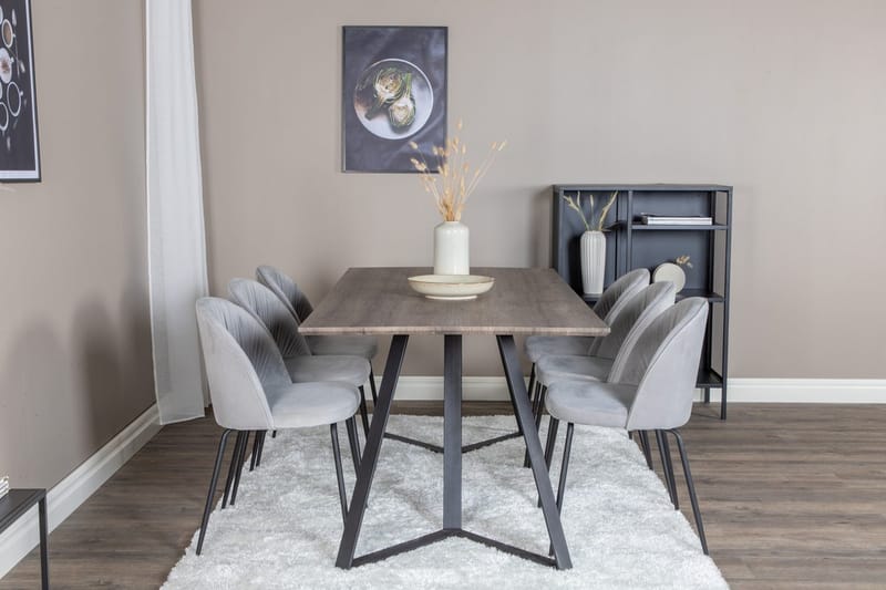 Rektangulär matgrupp Venture Home Grå Natur 6st - Møbler - Bord - Spisegrupper