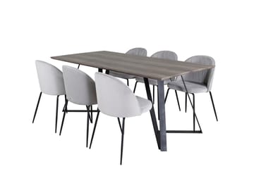 Rektangulär matgrupp Venture Home Grå Natur 6st - Møbler - Bord - Spisegrupper