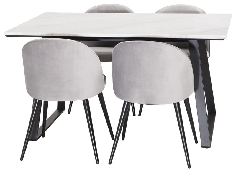 Rektangulär matgrupp Venture Home Grå Svart 4st - Møbler - Bord - Spisegrupper