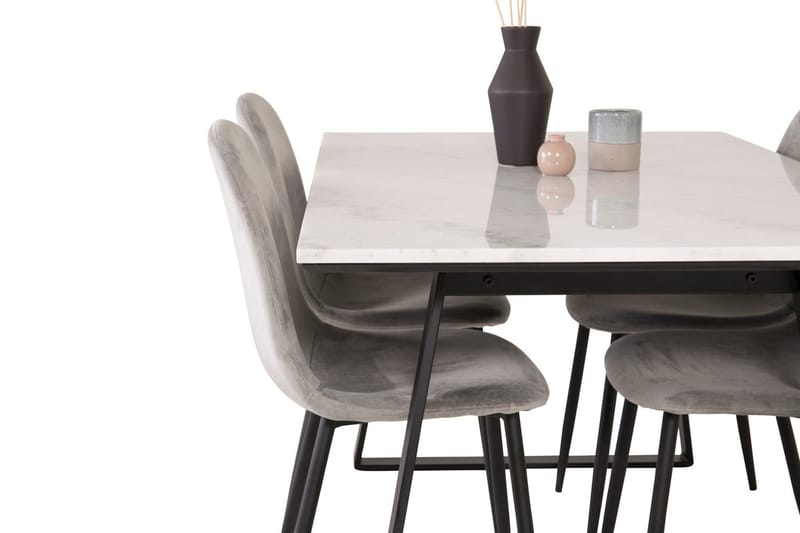 Rektangulär matgrupp Venture Home Grå Svart 4st - Møbler - Bord - Spisegrupper