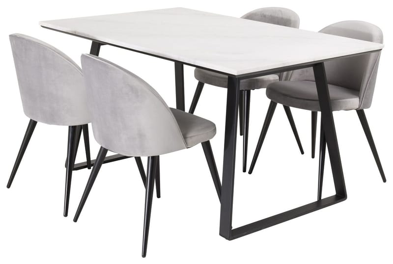 Rektangulär matgrupp Venture Home Grå Svart 4st - Møbler - Bord - Spisegrupper