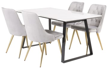 Rektangulär matgrupp Venture Home Grå Svart 4st - Møbler - Bord - Spisegrupper
