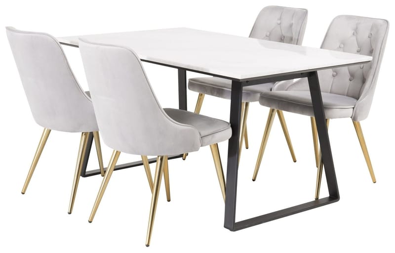 Rektangulär matgrupp Venture Home Grå Svart 4st - Møbler - Bord - Spisegrupper