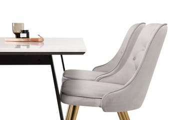 Rektangulär matgrupp Venture Home Grå Svart 4st - Møbler - Bord - Spisegrupper