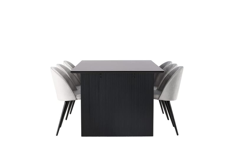 Rektangulär matgrupp Venture Home Grå Svart 6st - Møbler - Bord - Spisegrupper