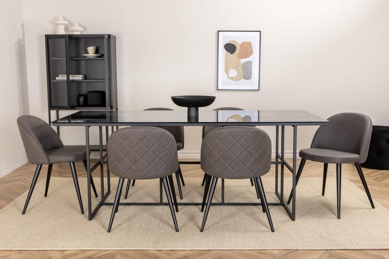 Rektangulär matgrupp Venture Home Grå Svart 6st - Møbler - Bord - Spisegrupper