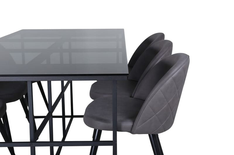 Rektangulär matgrupp Venture Home Grå Svart 6st - Møbler - Bord - Spisegrupper