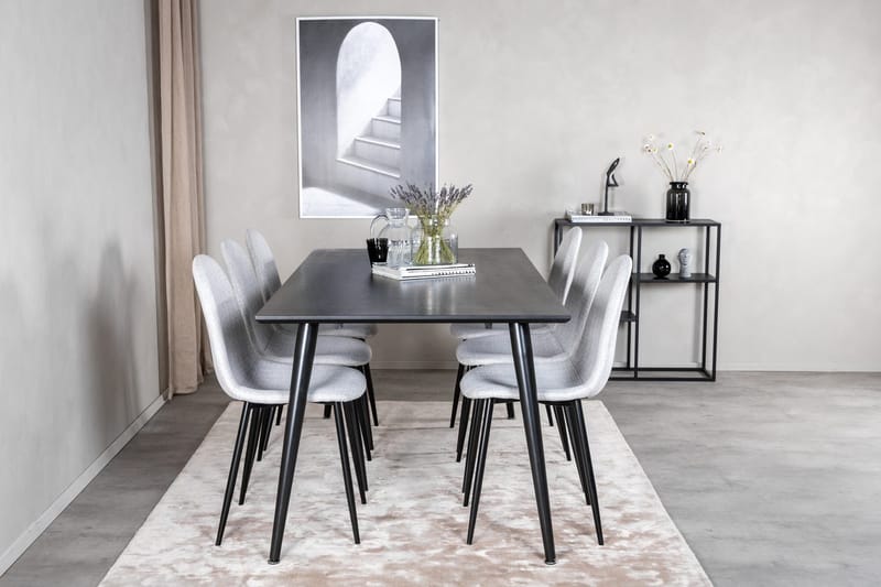 Rektangulär matgrupp Venture Home Grå Svart 6st - Møbler - Bord - Spisegrupper